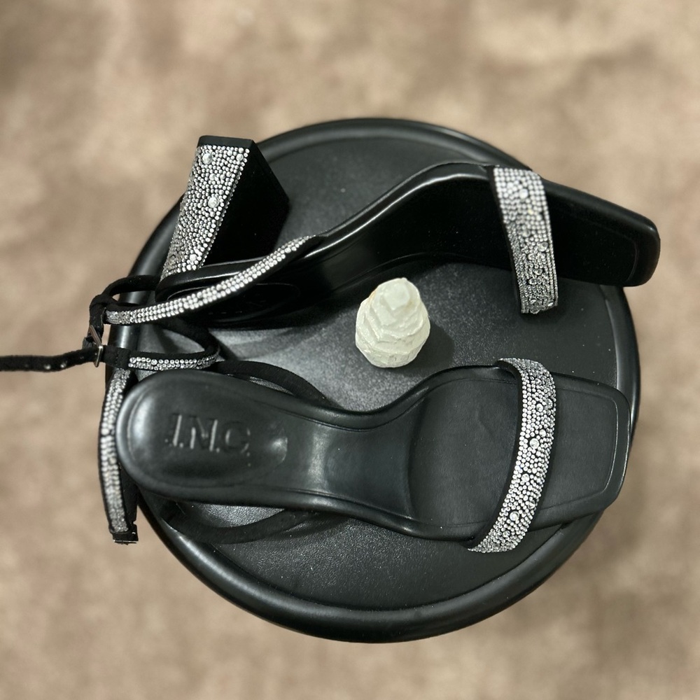 Inc very sexy black sandals with rhinestone’s